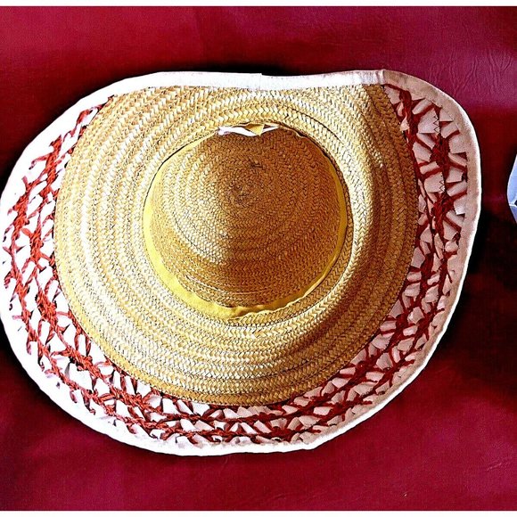 Audrey Hepburn Sun Hat Italy 70s Vintage Straw Wicker Woven Crochet Ribbon Brim main image 14